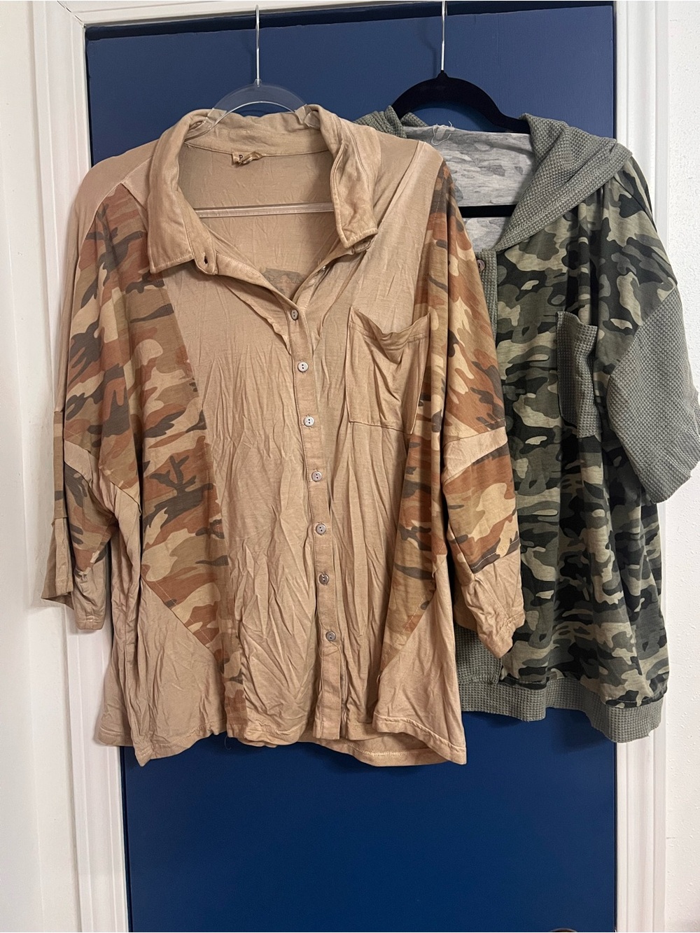 Small BUNDLE: Pol Lightweight Beige Camo Button-Up Shirt and Pol Green Camo